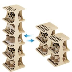 UFORU Small Shoe Rack, 5 Tier Plastic Vertical Shoe Rack for Small and Narrow